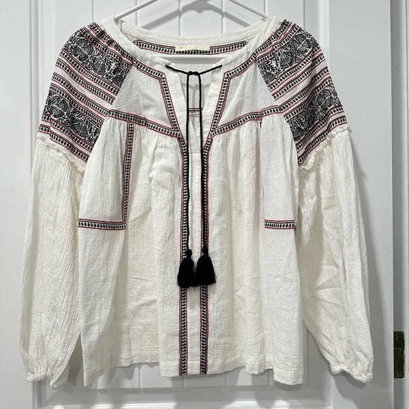 Maje Long Sleeve Bohemian Peasant Blouse - Picture 1 of 8
